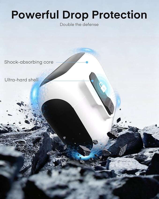 Maxjoy for AirPods Pro 3 Protective Case with Cleaning Kit, Military Hard Case with Lock Shock-Absorbing, White