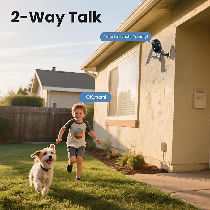 Solar Security Cameras Wireless Outdoor, 2.4G WiFi Camera Outdoor Wireless, Cameras for Home Security with Motion Detection, 2K Color Night Vision, Works with Alexa, IP66 Waterproof, 2 Packs