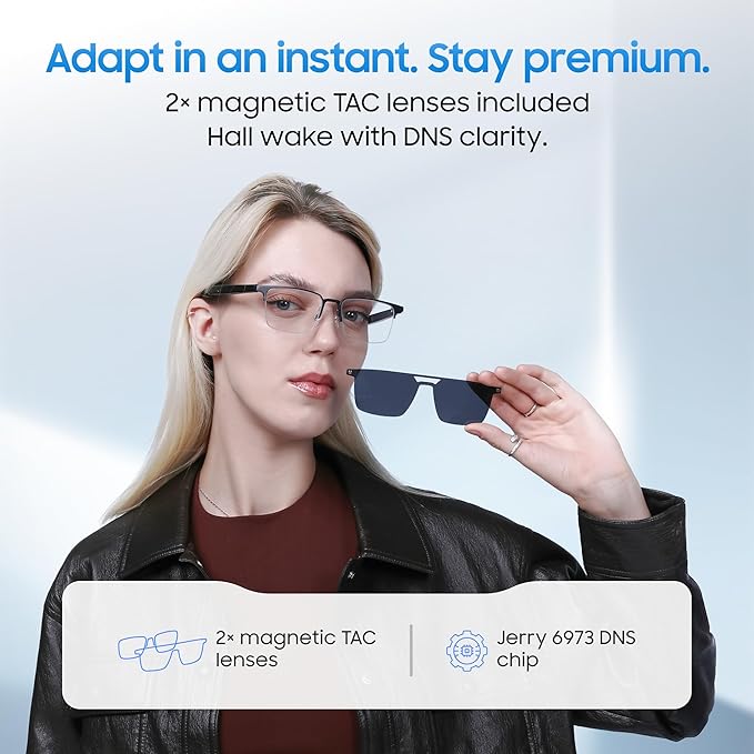 LIMU Gen 5 Smart Glasses, AI Glasses with Real-Time AI Interpreter - Open-Ear Bluetooth Glasses with Speakers, Aluminum-Magnesium Alloy Build, Auto On/Off, Magnetic Lenses for Women & Men