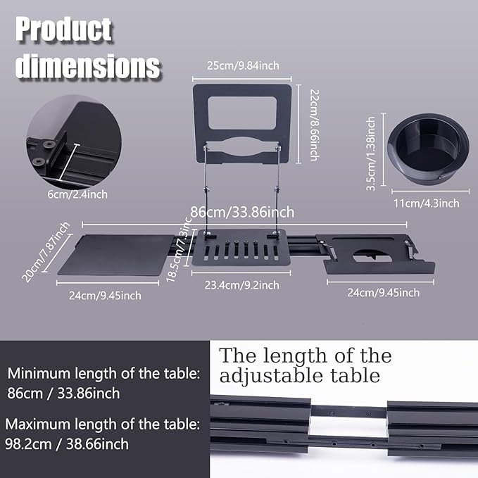 Treadmill Desk Attachment, Laptop Holder Adjustble Height Width, Workstation for Treadmill Handlebars, Universal Treadmill Table with Cup Holder and Tray