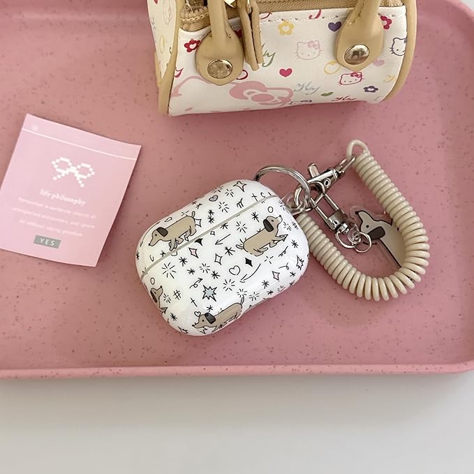 Headphones Case for Airpods Pro 3, Cute TPU Protective Cover Interesting Dachshund Pattern Styles Compatible with Airpods Pro 3rd Generation for Girls Women (B)