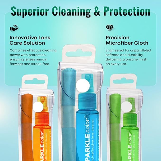 Vinyl Flip-Top Pouch Eyeglass Lens Cleaner Spray Kit with (4) 1oz Glasses Cleaner Bottle + (4) Microfiber Cloth for Eyeglasses, Sunglasses, Screens and Camera Cleaning Kit (Assorted Colors)