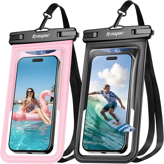 Waterproof Phone Pouch - 2 Pack, IPX8 Waterproof Phone Case with Lanyard for iPhone 17 16 15 Pro Max, Cell Phone Dry Bag for Beach Vacation Travel Cruise Essentials, Touch Screen, Up to 8.5"