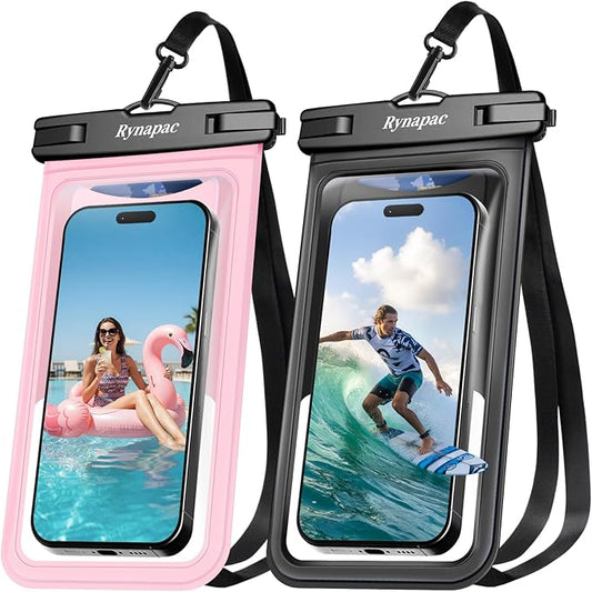 Waterproof Phone Pouch - 2 Pack, IPX8 Waterproof Phone Case with Lanyard for iPhone 17 16 15 Pro Max, Cell Phone Dry Bag for Beach Vacation Travel Cruise Essentials, Touch Screen, Up to 8.5"