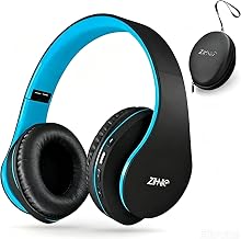 ZIHNIC Bluetooth Headphones Over-Ear, Black/Blue - Image 1