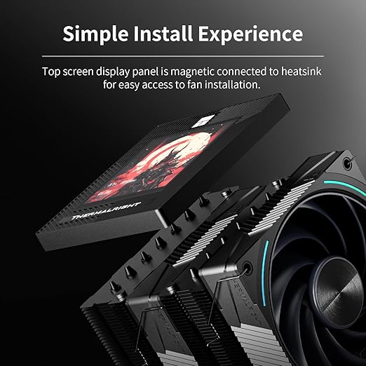 Thermalright Phantom Spirit 120 Vision EVO CPU Air Cooler, Twin Tower Radiator 2150RPM Speed,480x480 Resolving Power IPS Screen with 3.95in,Computer Cooler for Intel lga1851/1700/115x,AM4/AM5