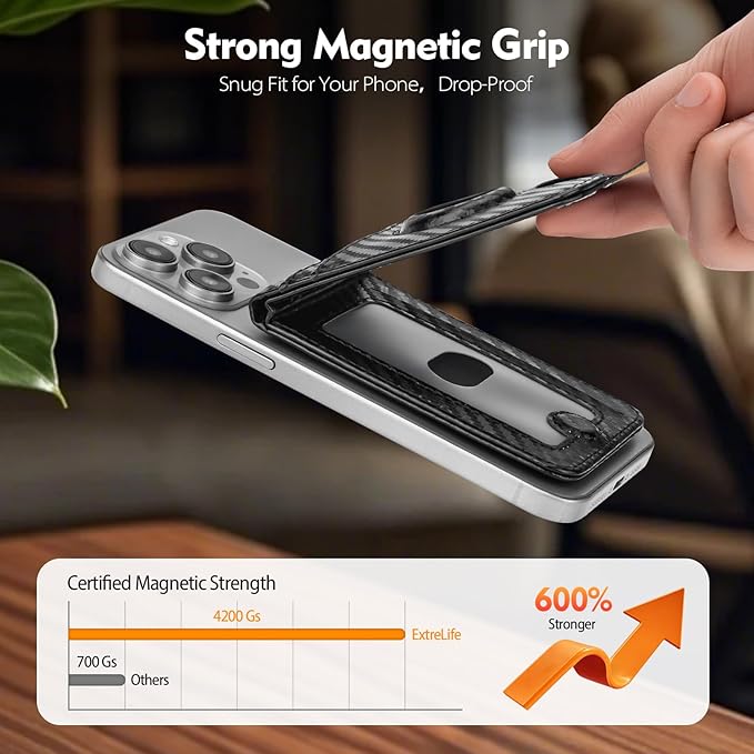 Compatible with Magsafe Case with RFID Blocking Card Holder AirTag pocket for iPhone 17/16/15/14/13/12 Pro/Pro Max/PlusSeries,Not Fit iPhone Mini,Carbon Black