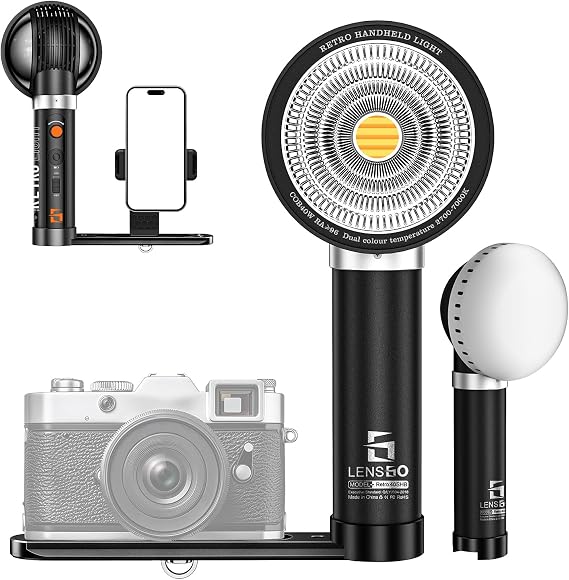 LENSGO Retro Camera Flash with Camera/Phone Holder Mount,Built in Battery with Soft Box Compatible with Sony, Nikon, Canon, Pentax, Olympus & More Cameras & Smartphones (40SHB)