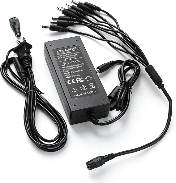 12V 10A Power Supply 120W Adapter + 8-Way Splitter