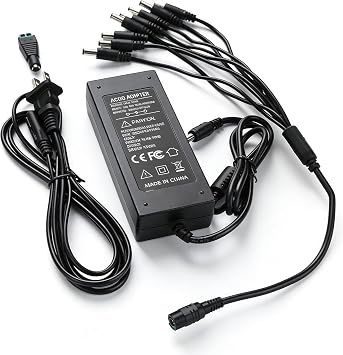 12V 10A Power Supply 120W Adapter + 8-Way Splitter