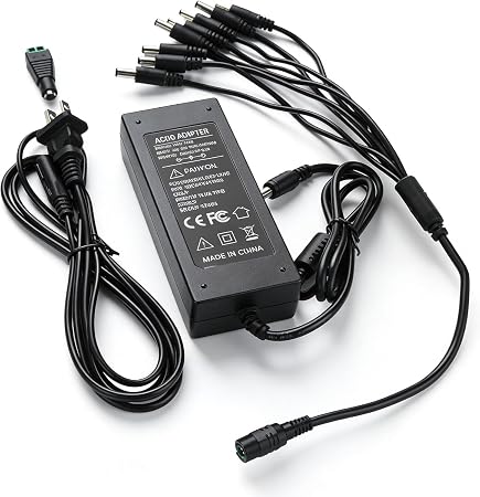 12V 10A Power Supply 120W Adapter + 8-Way Splitter