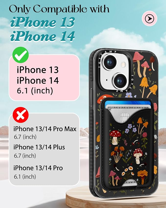 Toycamp for iPhone 14 Case, for iPhone 13 Case - Compatible with Magsafe Credit Card Holder Wallet Magnetic Cute Women Teen Girls Kawaii Girly Unique Design Phone Cover for iPhone 14/13