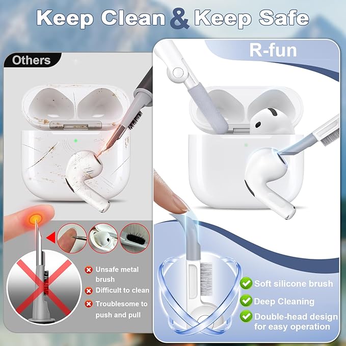 R-fun for Airpods 4 Case, Soft TPU (Leather-Like Design) Drop Protection Cover for Men and Women with Lanyard and Cleaner Kit, Compatible with Apple Latest Airpods 4th Gen(USB-C)(2024)-White