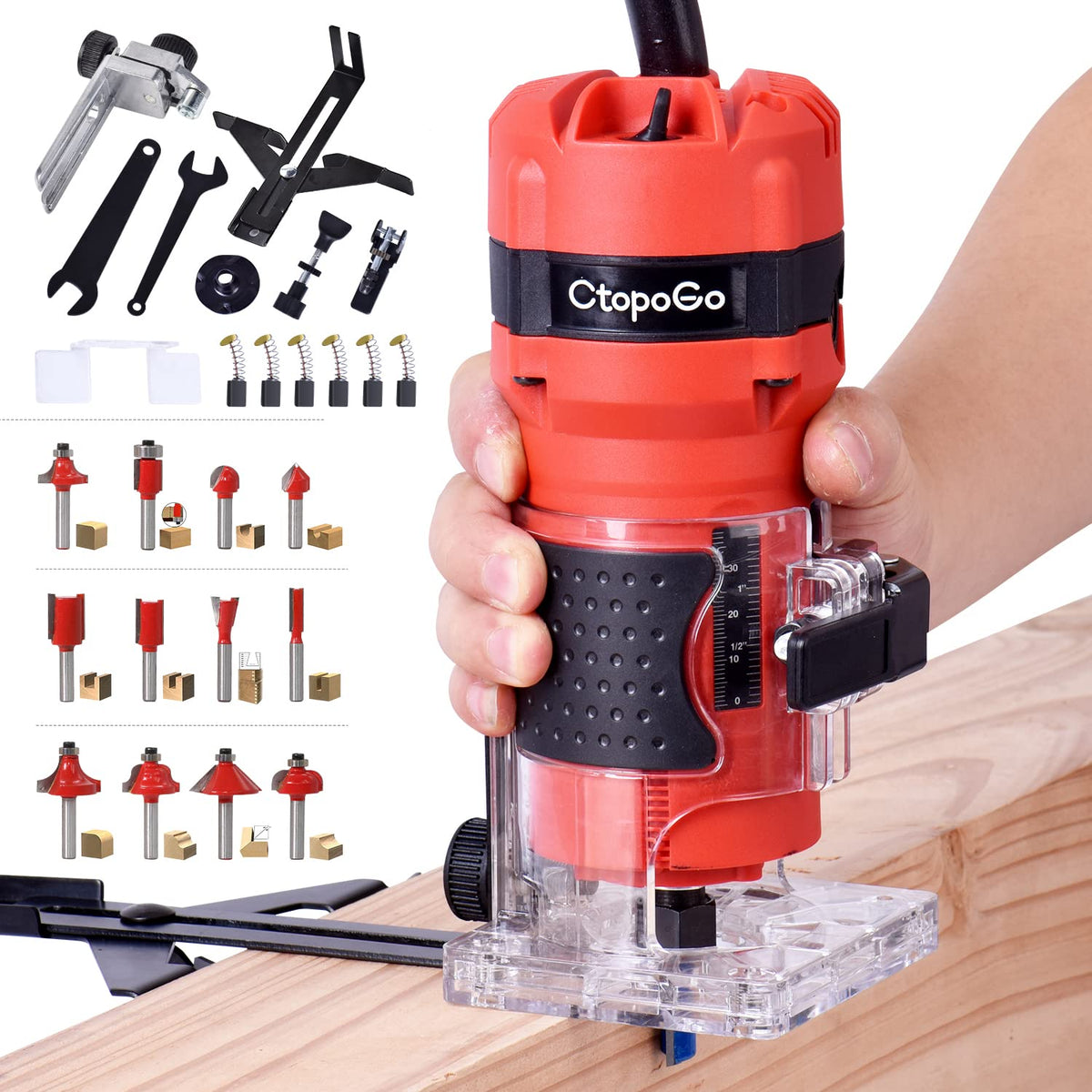 Compact Palm Router Tool, 800W Hand Wood Trimmer Router - Image 1