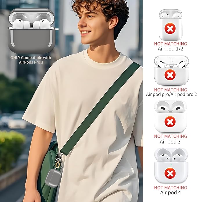 AirPod Pro 3 (2025) Case Cover for Women, Cute Shockproof Protective Case with Gold Round Buckle, Anti-Drop Design Compatible with Apple AirPods Pro 3rd Generation (USB-C Cable) huise