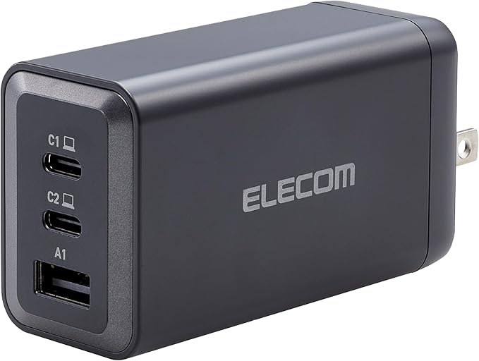 ELECOM 120W USB C Wall Charger Block, 3 Multi Port GaN II Smart PD, Ultra-Fast Charging, Compact Power Adapter for Multiple Devices, Laptops, Tablets, iPhone, iPad, Watch, Speakers, Airpods - Black