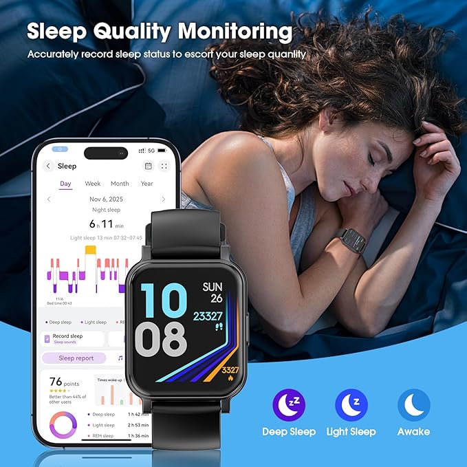 Fitness Tracker, Fitness Watch with Blood Oxygen, Heart Rate Monitor, Steps Calories Counter, Sleep Monitor, Pedometer IP68 Waterproof, Smart Watch for Android iPhones