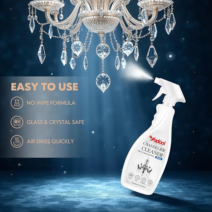 Chandelier Cleaner Drip Dry Spray No Wipe, Spray Away Dust Remover for Crystal Shiny, Glass, Figurines & Fine Collectibles, Shines Bright, Spotless & Streak-Free - 16.92 Fl Oz