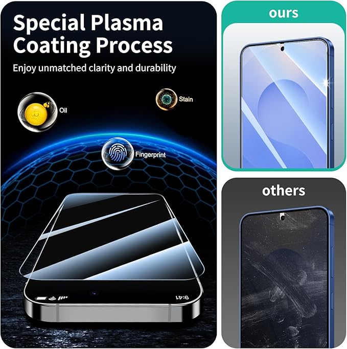 3*Screen Protector for Samsung Galaxy S24+/S24 Plus/S25+/S25 Plus with a Installation Alignment Aid, Double Shatterproof HD Tempered Glass Film, Impact-Protection [9H Hardness][Anti-Shatter][Anti-Scratch]