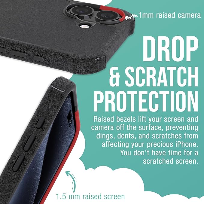 Smartish iPhone 16 MagSafe Case + 2-Pack Tempered Glass Screen Protector Bundle - Gripzilla + Tuff Sheet - Protective Magnetic Case with Crystal Clear Screen Protection - Black