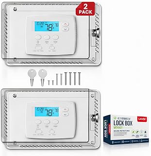 Premium 2 PCS Large AC Thermostat Lock Box Cover with Key Fits with Thermostats 8.1 "W x 4.5 "H or Smaller Clear PC Material Security Guard Case for Indoor Lockable Tempreture Protection