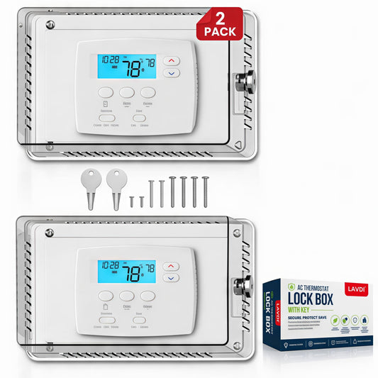 Premium 2 PCS Large AC Thermostat Lock Box Cover with Key Fits with Thermostats 8.1 "W x 4.5 "H or Smaller Clear PC Material Security Guard Case for Indoor Lockable Tempreture Protection