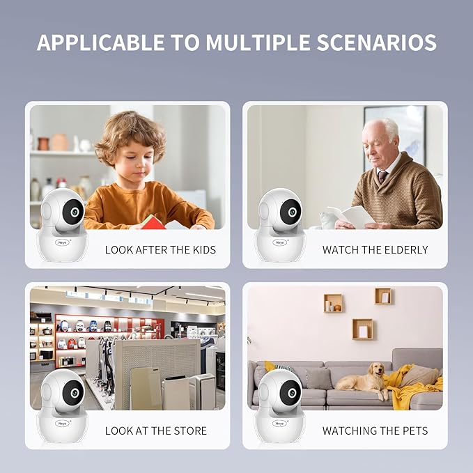 N_EYE WiFi Security Home Camera，Baby Monitor Wireless IP Camera with Night Vision Two Way Audio Cloud Storage， Supports 5G WiFi，up to 128GB（White） Indoor Camera