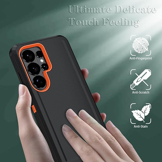 ONOLA Phone Case for Samsung Galaxy S26 Ultra Case with HD Screen Protector, Heavy Duty Shockproof & Dropproof 3-Layer Cover Phone Case for Galaxy S26 Ultra 6.9'',BlackOrange