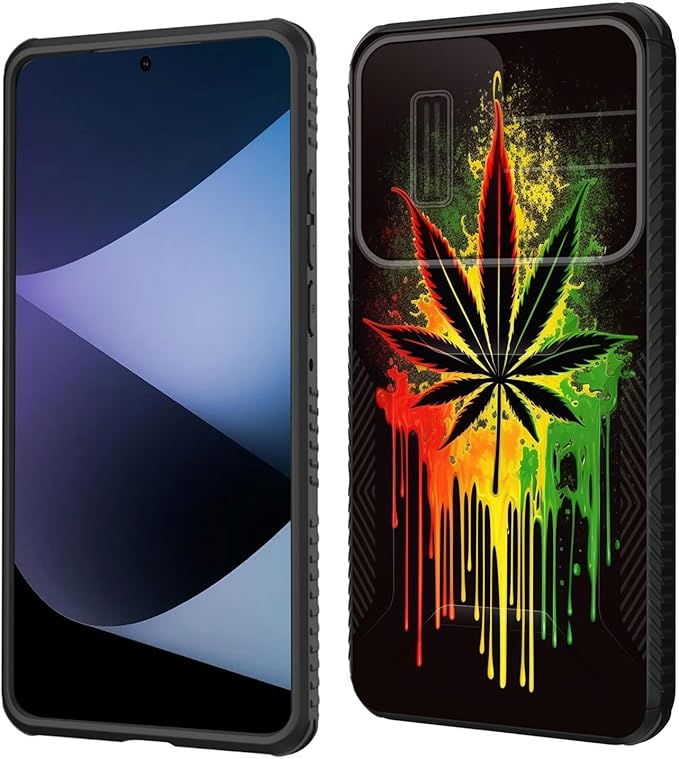 for Galaxy A36 5G/A56 5G Case Built in Slide Camera Lens Cover,Heavy Duty Shockproof Protection Dual Layer Case for Samsung Galaxy A36 5G/A56 5G 6.7" 2025,Marijuana Leaf Weed