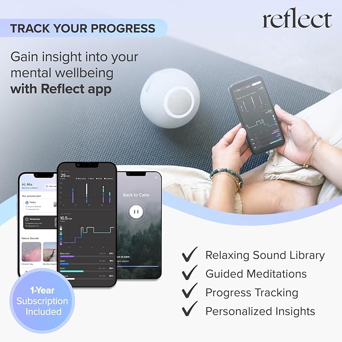 Orb: Smart tracker for better mental health. Biofeedback device to master meditation, wellness focus, anxiety, manage stress & ADHD strategies. Mindfulness, emotional regulation self-care gift