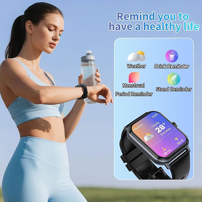 Smart Watch for Men Women with Calling, 1.83" Fitness Tracker with Heart Rate/Sleep Monitor, Step Tracker, New Gen Fitness Watch with 120 Sports Modes, IP68 Waterproof Smartwatch for Android/iOS Black