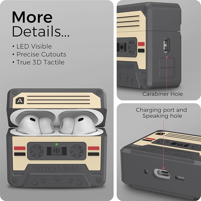 for AirPods Pro 3 Case - 2025 Retro Silicone Mixtape Design Case for Apple AirPods Pro 3rd Generation, Cute Cassette Airpod pro 3 Case Cover for Men/Women (Deep Grey)
