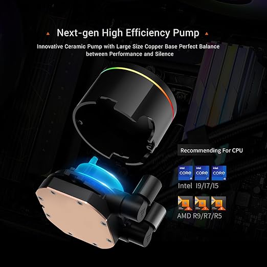 PCCOOLER ARGB CPU Cooler, 360mm AIO Water Cooling with 120mm Silent ARGB Fans, Infinite Halo Lighting, Compatible with Intel LGA 115X/1200/1700/20XX & AMD AM4/AM5(CPS DA360 Pro)
