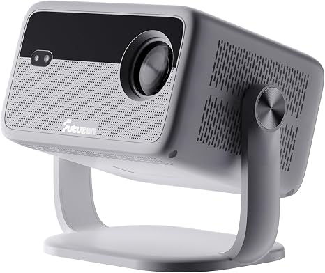 Smart Android Projector with 4K 8K Support, 600 ANSI, 360° Rotatable Mini Projector with Wifi6 and Bluetooth5.2, Auto Keystone & Electric Focus 1080P Portable Movie Phone Proyector for Home Outdoor