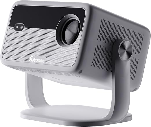 Smart Android Projector with 4K 8K Support, 600 ANSI, 360° Rotatable Mini Projector with Wifi6 and Bluetooth5.2, Auto Keystone & Electric Focus 1080P Portable Movie Phone Proyector for Home Outdoor