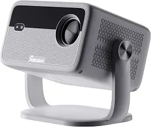 Smart Android Projector with 4K 8K Support, 600 ANSI, 360° Rotatable Mini Projector with Wifi6 and Bluetooth5.2, Auto Keystone & Electric Focus 1080P Portable Movie Phone Proyector for Home Outdoor