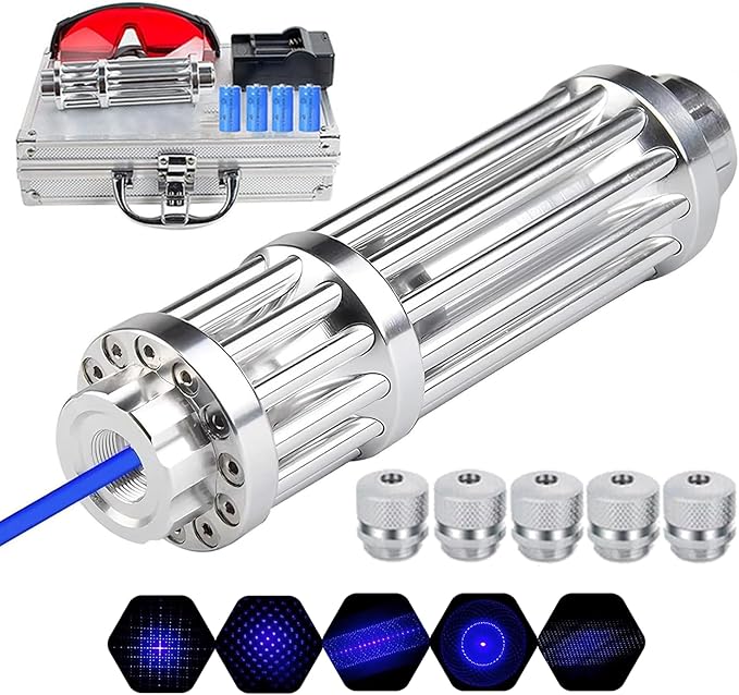 Blue LED Flashlight Rechargeable – Long Range High Power Torch with Adjustable Focus, Suitable for Outdoor Activities