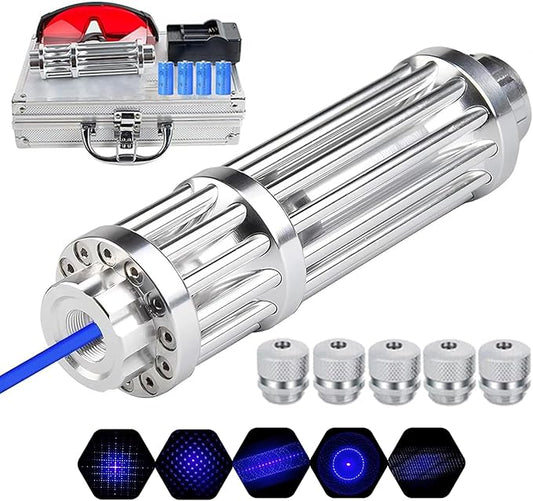 Blue LED Flashlight Rechargeable – Long Range High Power Torch with Adjustable Focus, Suitable for Outdoor Activities