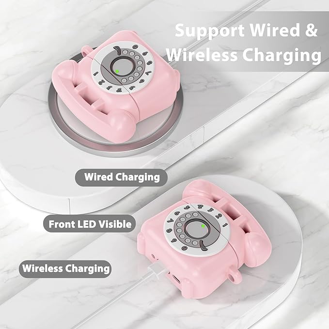 KOREDA Compatible with AirPods 4 Case Cover 2024, Cute Funny Telephone Design for Airpods 4th Generation Case with Cleaner Kit & Lanyard, Soft Silicone Shockproof Protective Case for AirPods 4 Gen