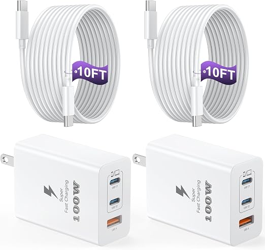USB C Charger Block 100W, 3-Port Super Fast Type C Phone Charger with Cable - Image 6
