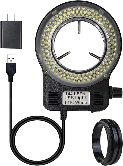 LED Ring Light Illuminator for Microscope, 144 LED Bubbles for Lab Monocular Binocular Trinocular Stereo Microscope Camera, Electronic Industry Ring Lamp