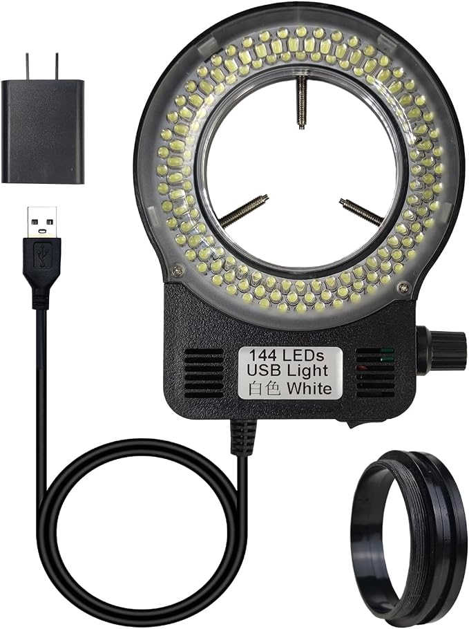 LED Ring Light Illuminator for Microscope, 144 LED Bubbles for Lab Monocular Binocular Trinocular Stereo Microscope Camera, Electronic Industry Ring Lamp