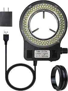 LED Ring Light Illuminator for Microscope, 144 LED Bubbles for Lab Monocular Binocular Trinocular Stereo Microscope Camera, Electronic Industry Ring Lamp