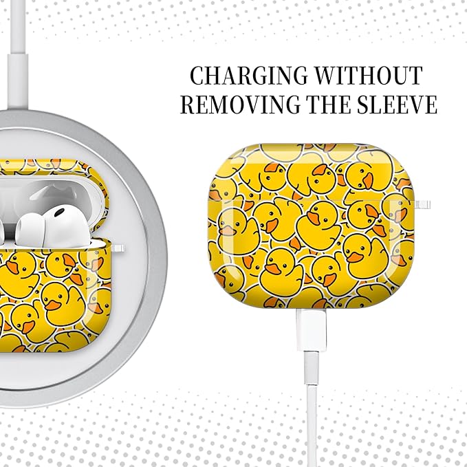 Case for AirPod Pro 3 Shock-Proof Protective Hard Case with Golden Keychain Compatible with Apple Airpods Pro 3rd Generation 2025 (Cartoon Rubber Ducky)