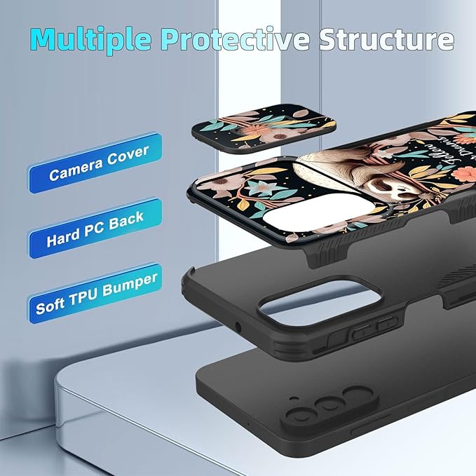 for Galaxy A17 5G Case Built in Slide Camera Lens Cover,Heavy Duty Shockproof Protection Dual Layer Case for Samsung Galaxy A17 5G 6.7" 2025,Cute Baby Sloth On The Tree