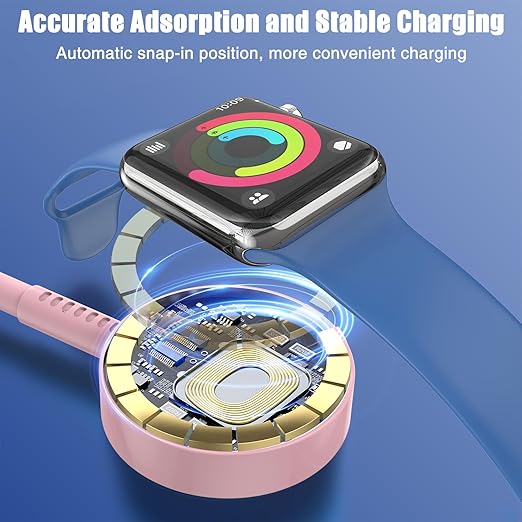 2Pack for Apple Watch Charger USB C Magnetic iWatch Charger Cable Fast Charging Cord Compatible with Watch Ultra2 Ultra Series 9 8 7 6 SE SE2 5 4 3 2 1-3FT(1M) Pink