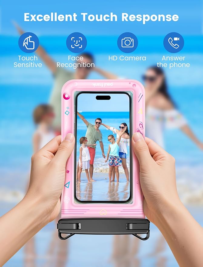 Paul Frank Waterproof Phone Pouch Floating, 2 Pack IPX8 Waterproof Phone Case with Lanyard for iPhone 17 16 15 14 Pro Max Galaxy S25 S24, Cellphone Dry Bag Beach Cruise Ship Essentials(up to 8.5")