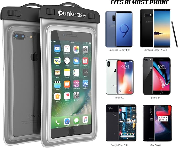Waterproof Phone Pouch, PunkBag Universal Floating Dry Case Bag for Most Cell Phones incl. iPhone 8 Plus & Samsung Galaxy S9 | Perfect for Keeping Your Cellphone & Valuables Dry and Safe