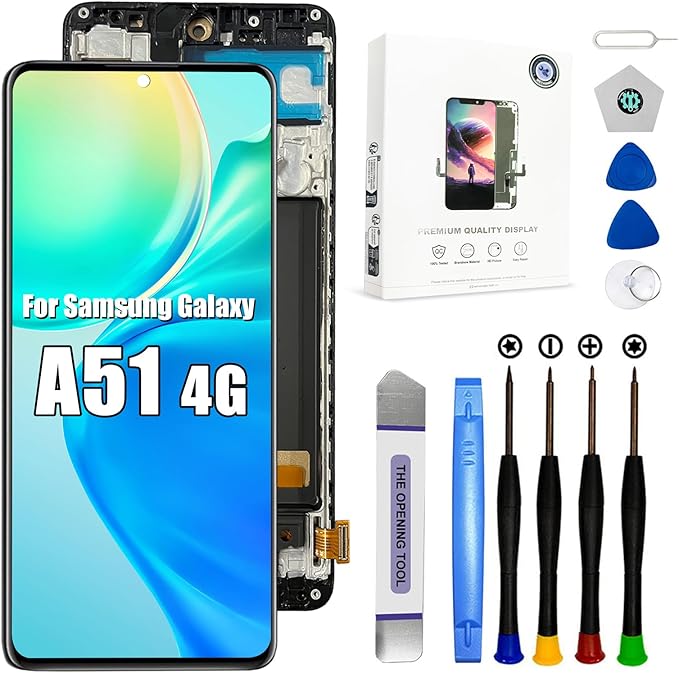 EFAITHFIX for Samsung Galaxy A51 A515 Screen Replacement with Frame 6.5 Inch LCD Display Digitizer for Samsung A51 A515U A515F A515FN/DS Screen Replacement Touch Screen Assembly with Repair Tools