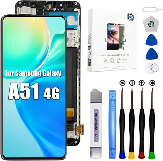 EFAITHFIX for Samsung Galaxy A51 A515 Screen Replacement with Frame 6.5 Inch LCD Display Digitizer for Samsung A51 A515U A515F A515FN/DS Screen Replacement Touch Screen Assembly with Repair Tools